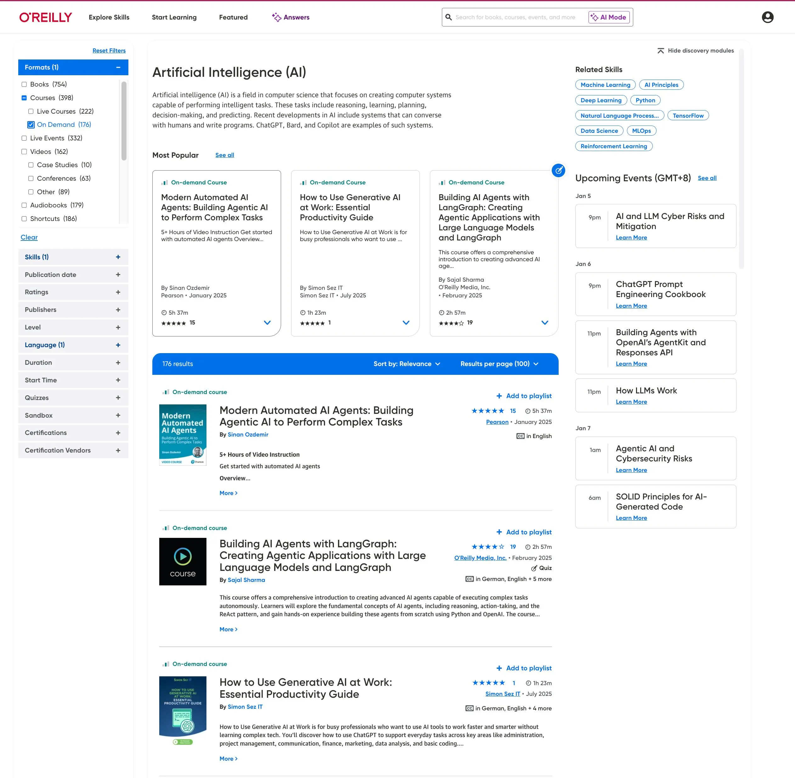 O'Reilly Course Ranking