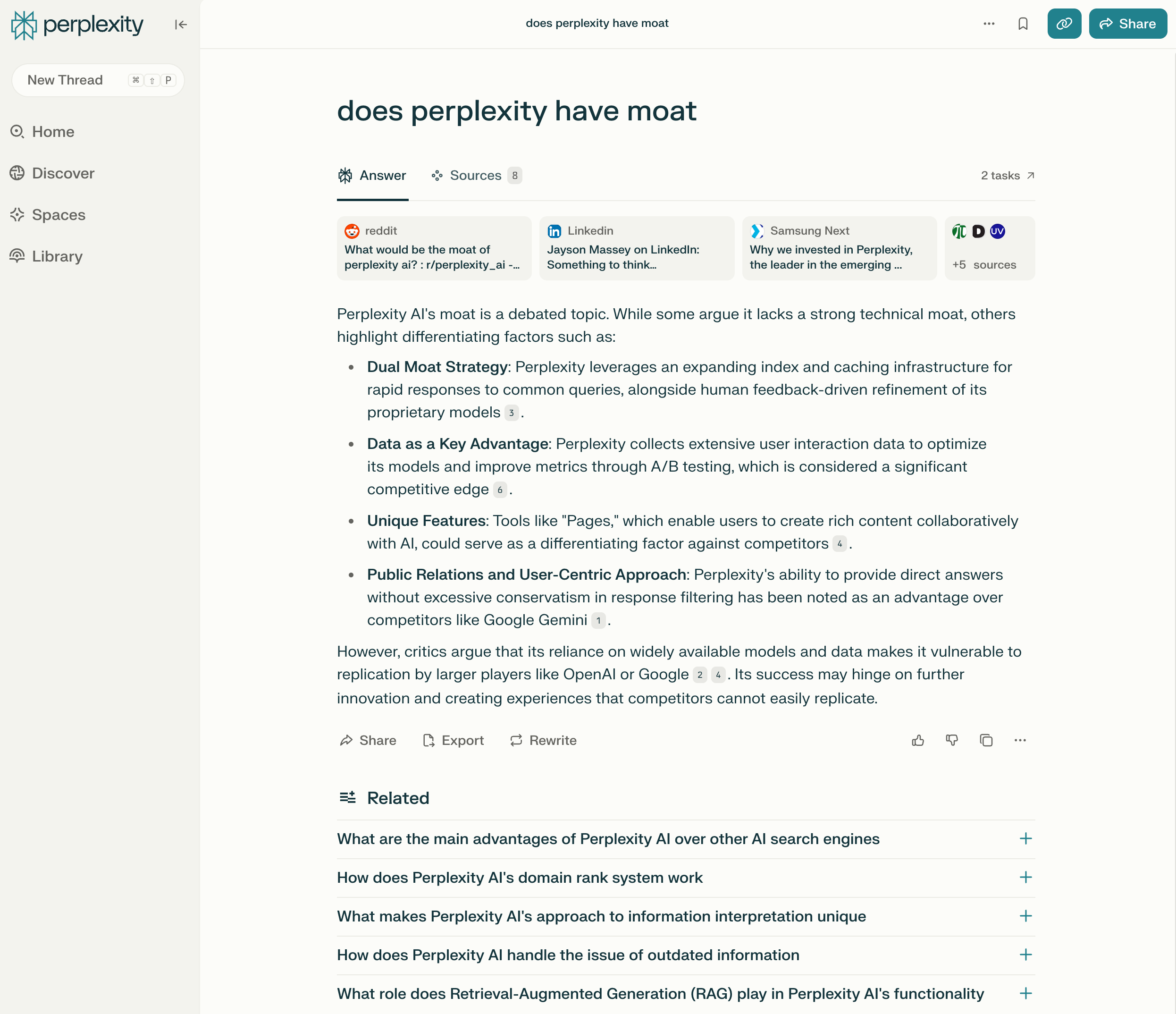 Perplexity's thoughts on Perplexity's moat.