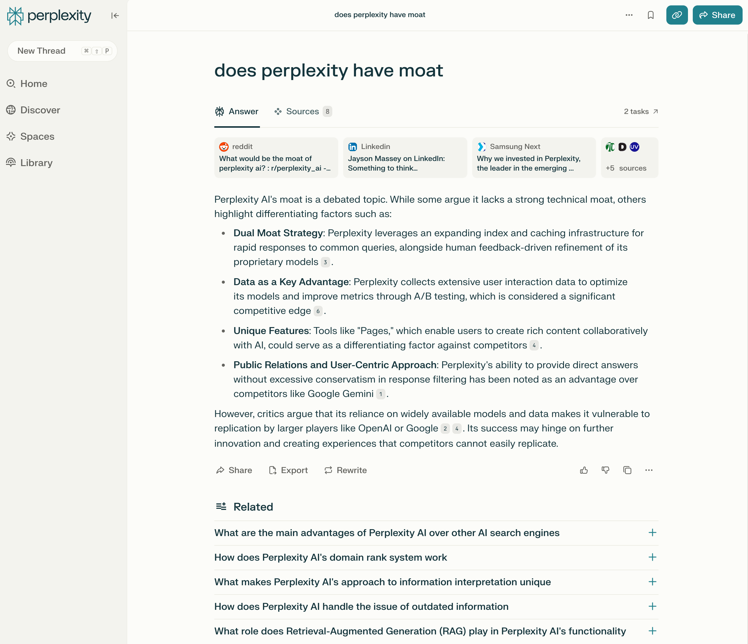 Perplexity's thoughts on Perplexity's moat.